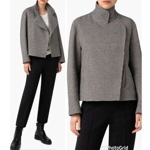 Akris Punto Houndstooth Double Face Wool Blend Moto Jacket New With Tags!